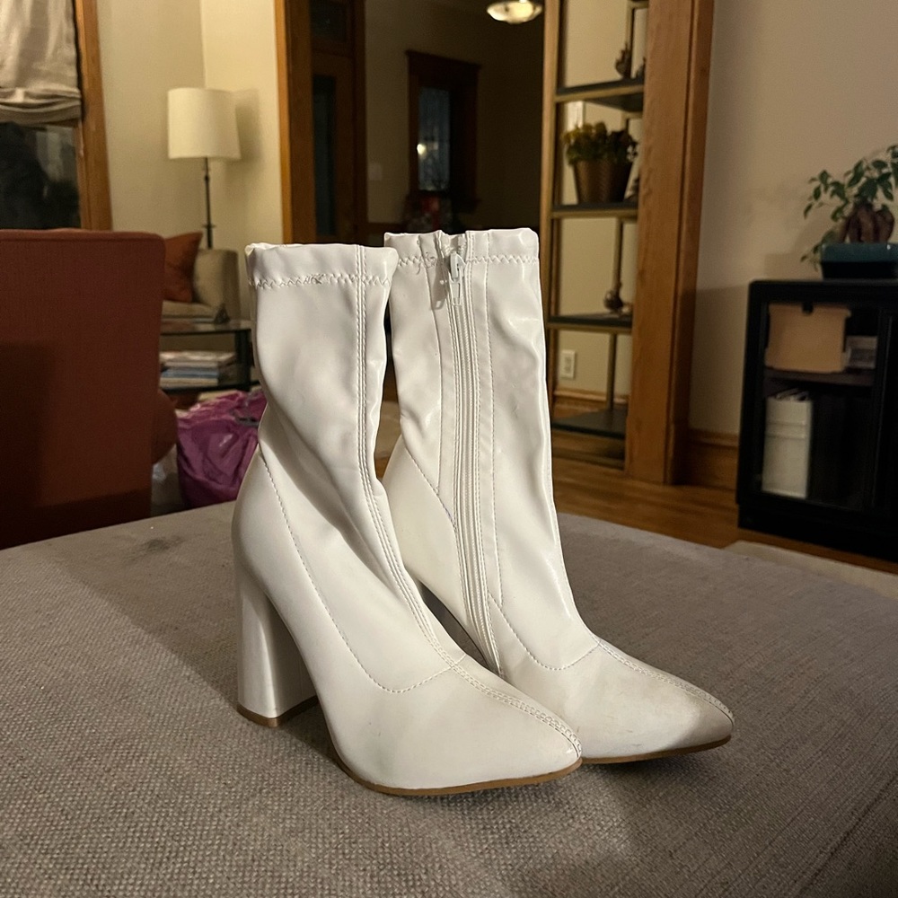 Nasty Gal Calf High Block Heel Sock Boots